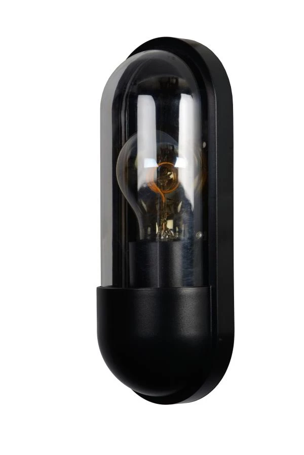 Lucide CAPSULE - Wandlamp Binnen/Buiten - 1xE27 - IP54 - Zwart - uitgezet